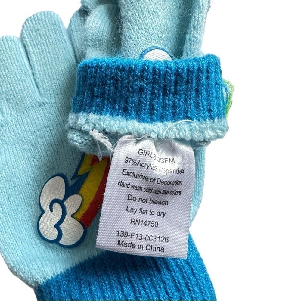 My Little Pony Girls Blue Rainbow Dash Winter Hat & Matching Gloves OSFM - Picture 11 of 11